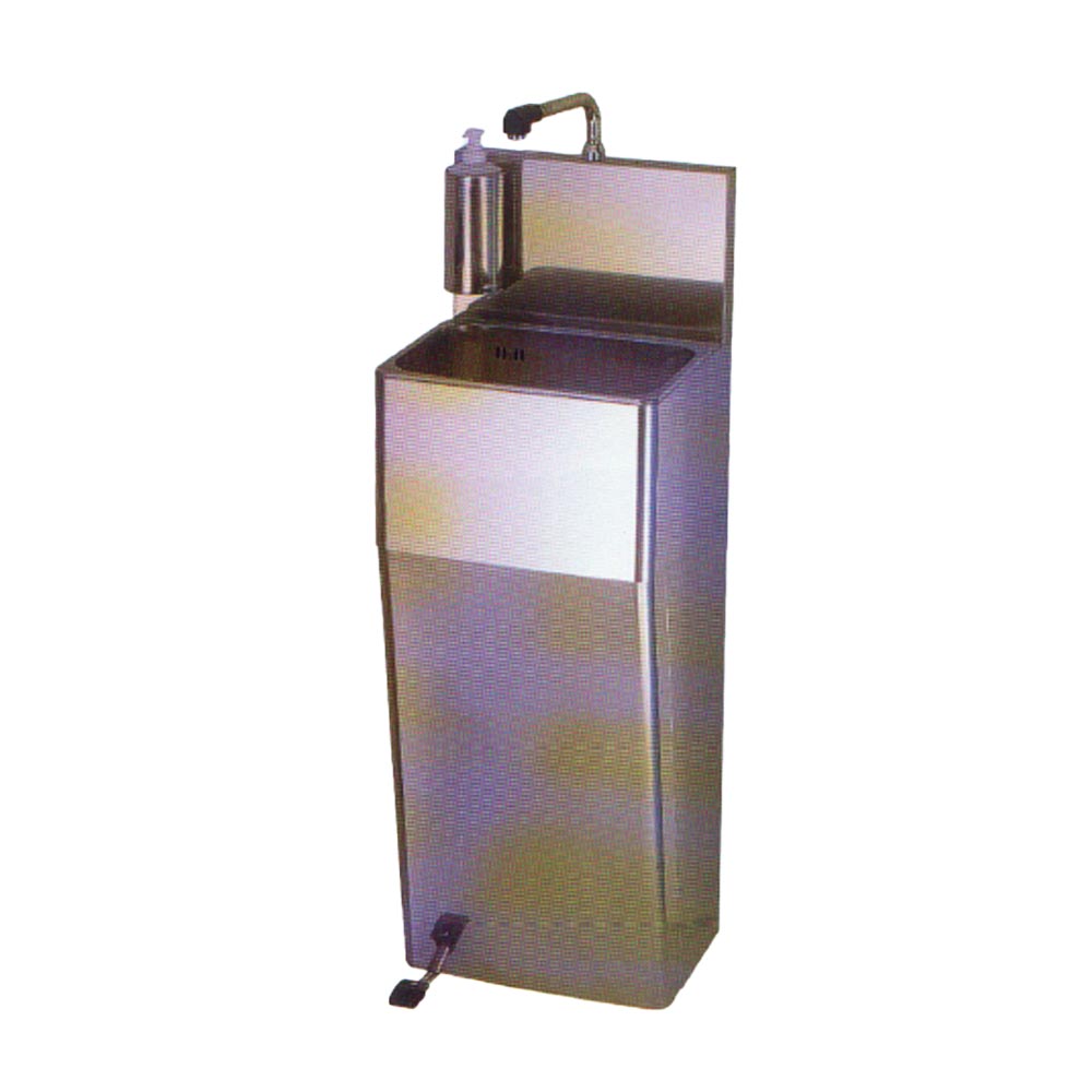 Lavandino a colonna con miscelatore