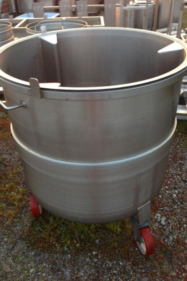 Vasca in acciaio inox con maniglie e ruote girevoli