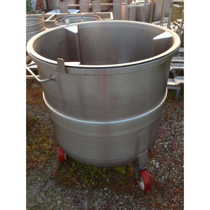 Vasca in acciaio inox con maniglie e ruote girevoli